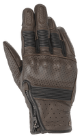 Gants en cuir Alpinestars Rayburn V2, Tobacco Brown, gants de moto en cuir au style inspiré du patrimoine, panneaux perforés, protection rigide des articulations recouverte, inserts extensibles en accordéon sur les doigts, fermeture à glissière latérale