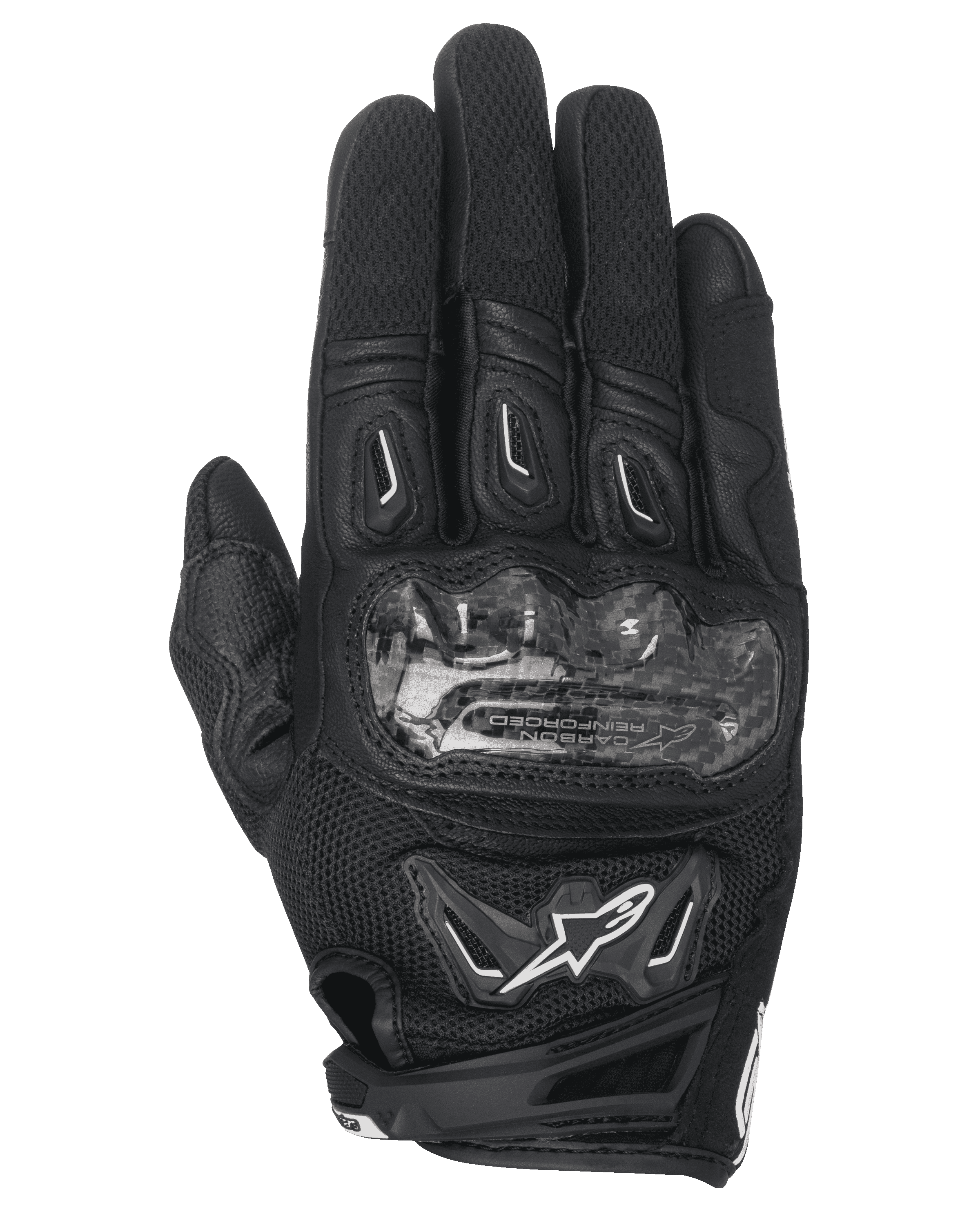Alpinestars Stella SMX-2 Air Carbon V2, gants de moto pour femme, noirs, protection des articulations en fibre de carbone, construction en mesh 3D, design ventilé pour la conduite estivale