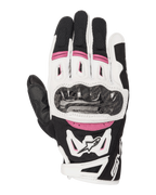 Alpinestars Stella SMX-2 Air Carbon V2, gants de moto pour femme, noir, blanc et fuchsia, avec protection des articulations en fibre de carbone, ventilation en mesh 3D et logo Alpinestars, design sportif à manchette courte