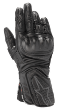 Gants Alpinestars Stella SP-8 V3, gants de moto racing pour femme, noir, construction en cuir de qualité supérieure, protection rigide des articulations, ventilations perforées, rembourrage aux doigts et au poignet, logo étoile, sangle One Goal One Vision