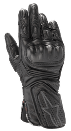 Gants Alpinestars Stella SP-8 V3, gants de moto racing pour femme, noir, construction en cuir de qualité supérieure, protection rigide des articulations, ventilations perforées, rembourrage aux doigts et au poignet, logo étoile, sangle One Goal One Vision
