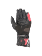 Alpinestars Stella SP-8 V3, gants de moto pour femme, noirs et rose diva, paume en cuir, fermeture de manchette sécurisée