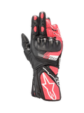 Alpinestars Stella SP-8 V3, gants de moto pour femme, noirs et rose diva, en cuir avec coque de protection rigide et accents blancs.