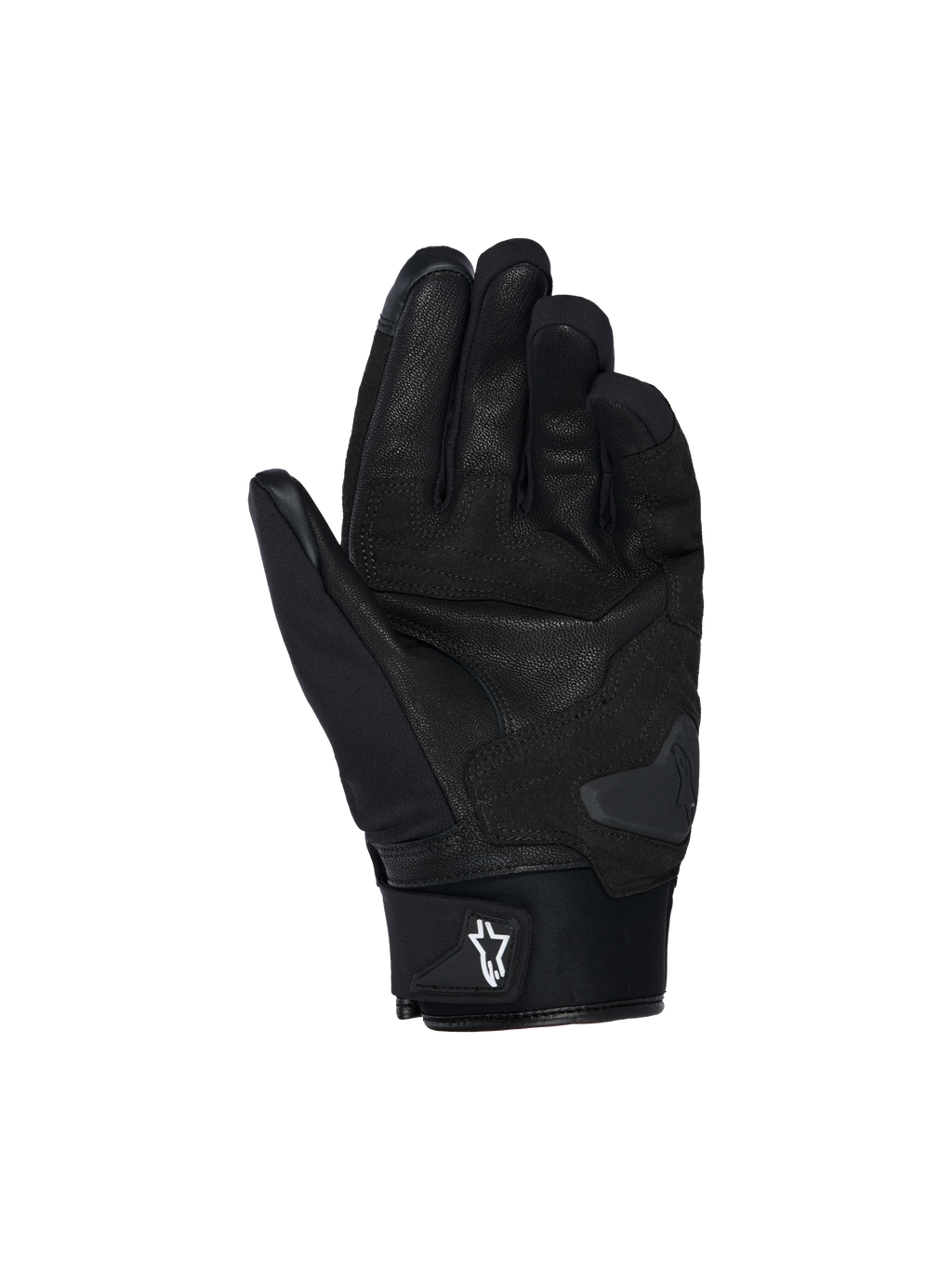 Gants imperméables Alpinestars SP X Z, gants de moto, noirs, vue de la paume montrant la construction en cuir, rembourrage renforcé et slider de paume pour la résistance à l'abrasion