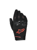 Alpinestars SP X Z Waterproof Gloves, gants de moto, noir et rouge fluo, dotés de protections d'articulations en TPU divisées avec ventilation, logo rouge fluo éclatant sur le dos de la main, et construction durable en textile et cuir pour une performance toutes saisons.