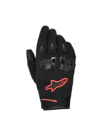 Alpinestars SP X Z Waterproof Gloves, gants de moto, noir et rouge fluo, dotés de protections d'articulations en TPU divisées avec ventilation, logo rouge fluo éclatant sur le dos de la main, et construction durable en textile et cuir pour une performance toutes saisons.