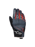 Gants imperméables Alpinestars Moblast, gants de moto, anthracite et noir avec des accents orange, design à manchette courte avec graphismes linéaires rouge-orange, logo étoile Alpinestars blanc sur la manchette et marquage « astars » sur le doigt, dos en textile technique pour une protection par tous les temps