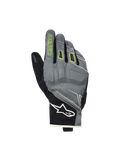 Alpinestars Moblast Waterproof Gloves, gants de moto, gris et noir avec accents jaune soufre, design urbain à manchette courte, logo Astar blanc au poignet, marquage jaune fluo sur l'index, performance imperméable Drystar pour les trajets de mi-saison.