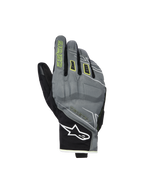 Alpinestars Moblast Waterproof Gloves, gants de moto, gris et noir avec accents jaune soufre, design urbain à manchette courte, logo Astar blanc au poignet, marquage jaune fluo sur l'index, performance imperméable Drystar pour les trajets de mi-saison.