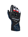 Gants isolés Alpinestars WT-8 GORE-TEX, gants de moto d'hiver, noirs et bleu foncé avec accents rouges et blancs, protection des articulations en TPU rigide, marquage GORE-TEX, design à manchette longue
