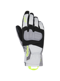 Gants isolés Alpinestars XT-3 Drystar, gants de moto touring, noir, gris et blanc, avec une large coque de protection grise, logo Astars et boucle de traction jaune fluo, construction textile imperméable et manchette mi-longue