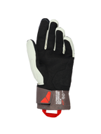 Gants isolés Alpinestars XT-3 Drystar®, vue de la paume, Sable Marron Foncé et Noir, dotés d'une paume en daim souple pour l'adhérence, manchette mi-longue avec marquage Alpinestars Adventure Tech, boucle de traction rouge et fermeture velcro, équipement de moto d'aventure