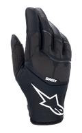 Alpinestars Thermo Shielder Gloves, gants de motocross noirs, dotés d'un grand logo étoile blanc et du marquage ASTARS, dos de la main rembourré avec détails laminés au laser, construction en néoprène pour le temps froid, ventilation perforée sur le pouce
