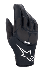 Alpinestars Thermo Shielder Gloves, gants de motocross noirs, dotés d'un grand logo étoile blanc et du marquage ASTARS, dos de la main rembourré avec détails laminés au laser, construction en néoprène pour le temps froid, ventilation perforée sur le pouce