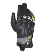 Alpinestars Corozal V3 Drystar® Gloves, Adventure Motorcycle Gloves, Black with Deep Gray and Yellow Fluo accents, leather and textile construction with molded knuckle protection, short cuff design, waterproof and breathable for all-weather riding