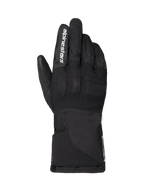 Gants Alpinestars WT-1 Drystar Insulated, gants de moto, noirs, construction en textile avec protection intégrée des articulations, marquage Alpinestars blanc sur l'index, manchette longue, équipement de moto imperméable et thermique pour la route et l'aventure