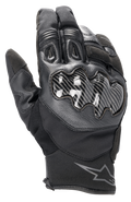 Gants Alpinestars SMX-1 Drystar®, gants de moto noirs, dotés d'une protection de jointure à effet carbone, construction en cuir et textile, manchette courte avec logo Alpinestars sur le poignet