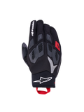 Alpinestars Maxdura Drystar, gants de moto adventure, noirs avec accents rouges et blancs, dotés de protections en TPR et d'une membrane Drystar imperméable