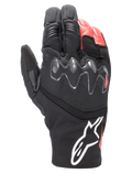 Gants Alpinestars Hyde XT Drystar® XF, gants de moto Adventure Touring, noir et rouge vif, avec protection des articulations étendue en viscoélastique, construction imperméable en textile et cuir, et logo Alpinestars blanc sur la manchette