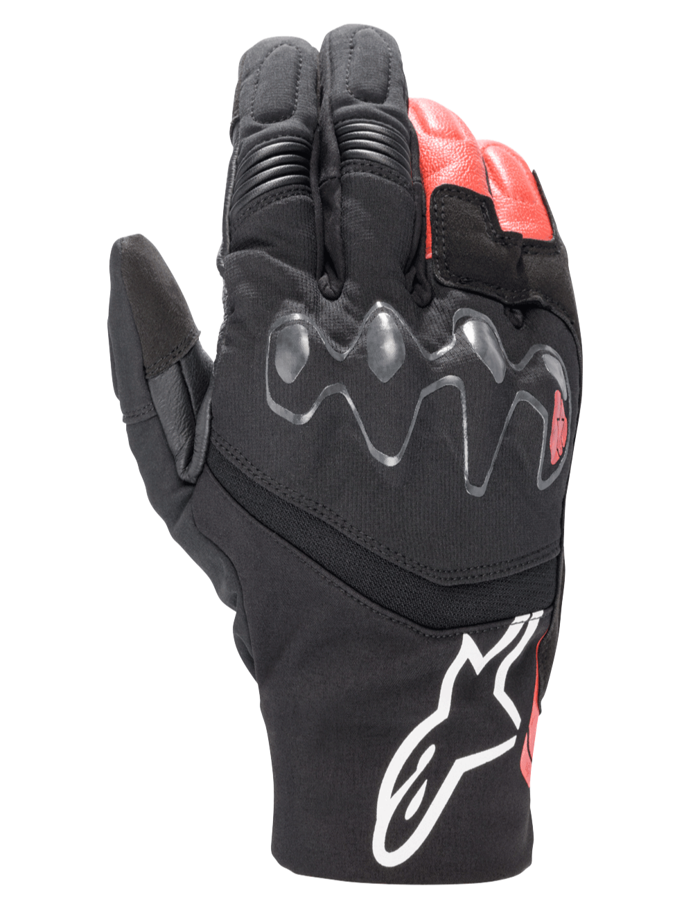 Gants Alpinestars Hyde XT Drystar® XF, gants de moto Adventure Touring, noir et rouge vif, avec protection des articulations étendue en viscoélastique, construction imperméable en textile et cuir, et logo Alpinestars blanc sur la manchette