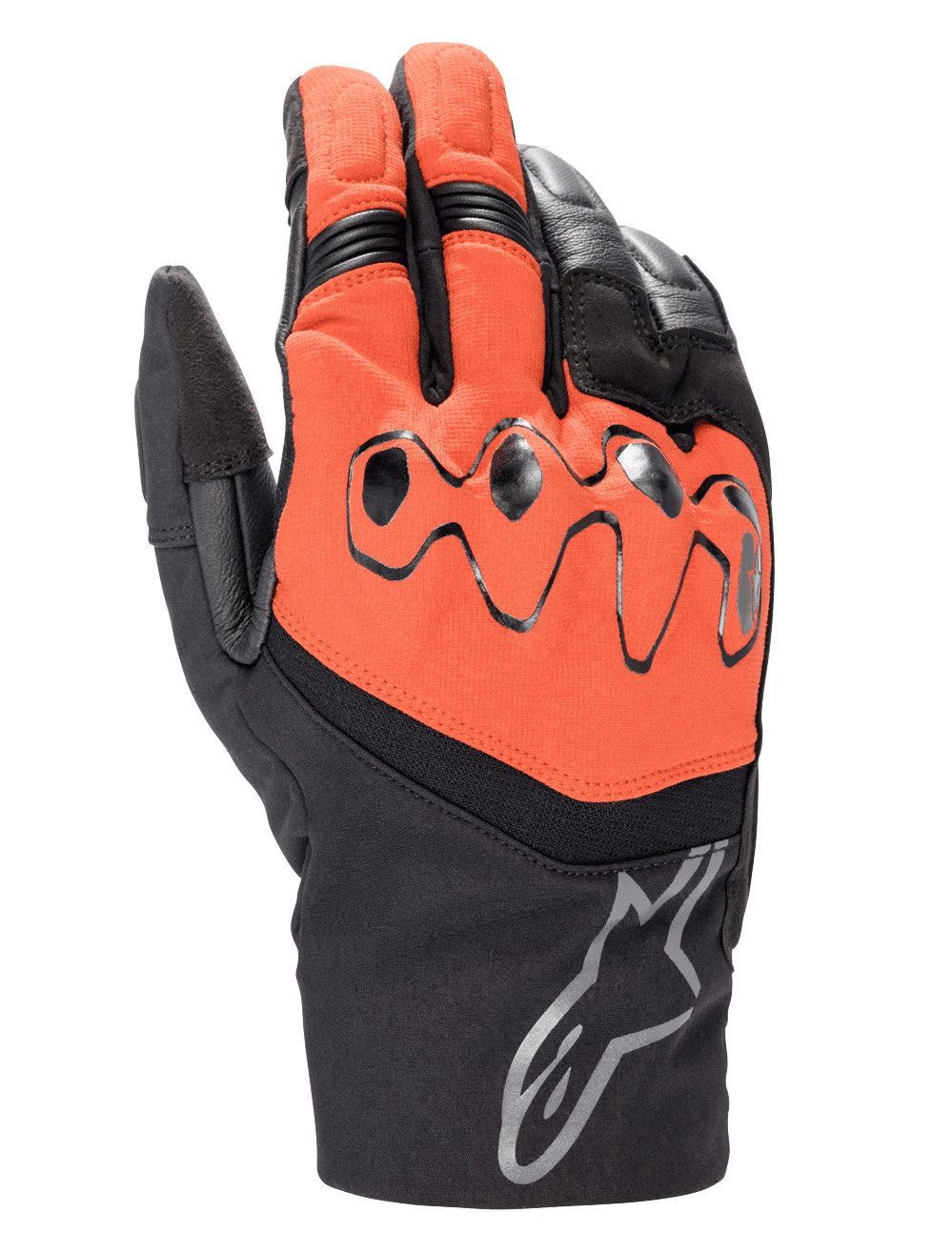 Alpinestars Hyde XT Drystar® XF, gants de moto touring, rouge feu et noir, avec articulations viscoélastiques de protection, logo Alpinestars sur la manchette, construction imperméable en textile et cuir