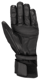 Alpinestars Range 2 En Un GORE-TEX avec technologie Goregrip, gants de moto, noir, vue de la paume montrant la construction en cuir de chèvre, les zones de préhension renforcées et une manchette longue avec ajustement velcro pour un maintien sécurisé.