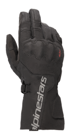 Alpinestars WR-X GORE-TEX Gloves, Motorcycle Touring Gloves, Black, featuring a long cuff with grey Alpinestars branding, covered SP Lite knuckle protection, and a durable ripstop textile construction.
