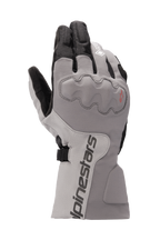 Alpinestars WR-X GORE-TEX, gants de moto touring, gris foncé et gris givré avec noir, manchette longue, protection des articulations recouverte, imperméables et isolés pour la conduite hivernale