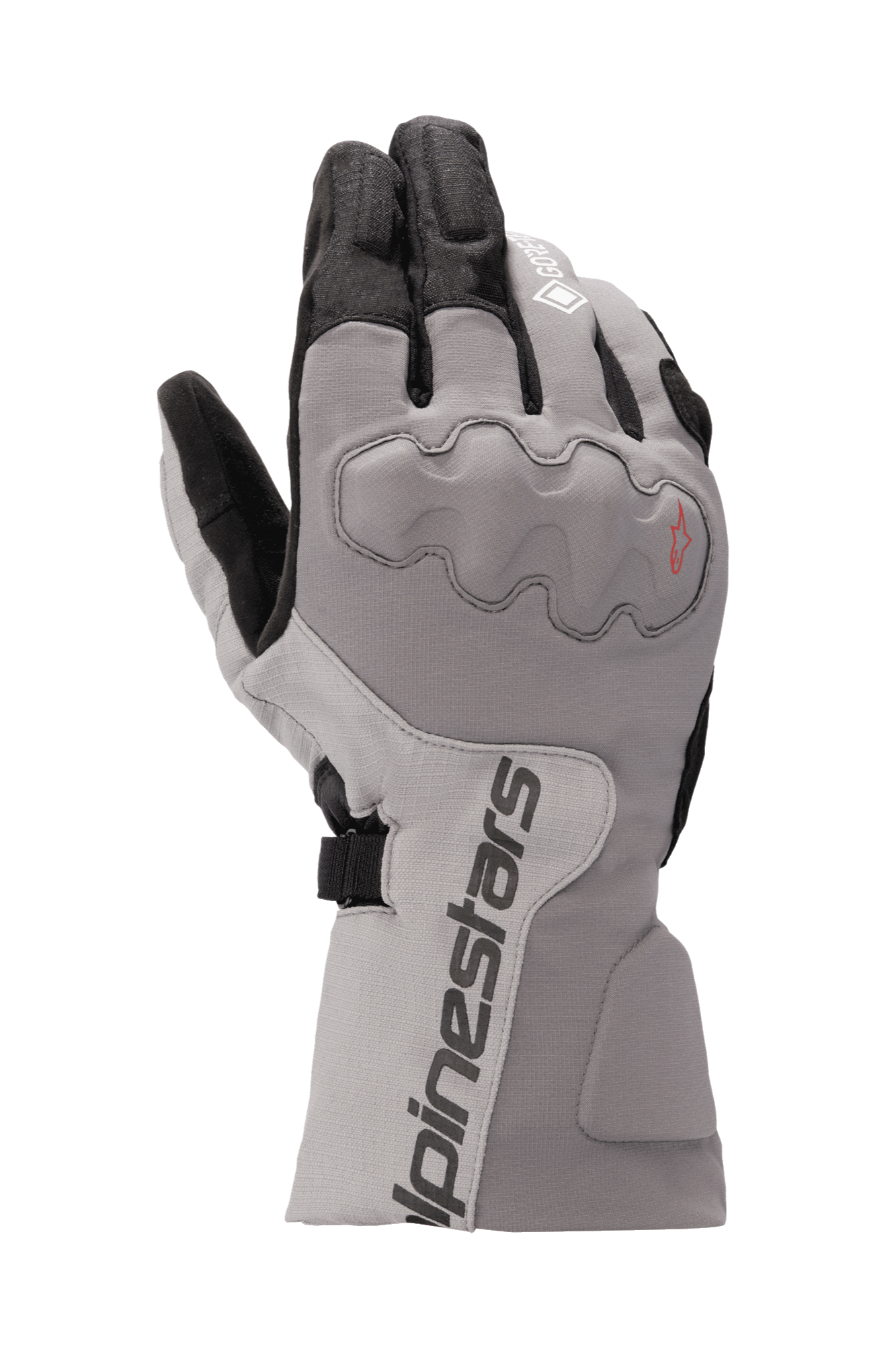 Alpinestars WR-X GORE-TEX, gants de moto touring, gris foncé et gris givré avec noir, manchette longue, protection des articulations recouverte, imperméables et isolés pour la conduite hivernale