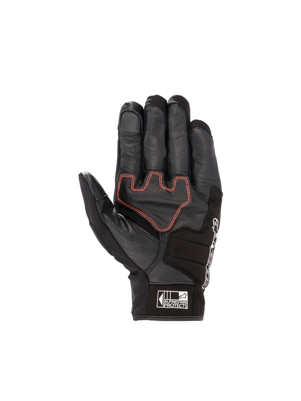 Gants Honda SMX Z Drystar® d'Alpinestars, gants de moto imperméables noirs et rouge vif en cuir avec paume renforcée
