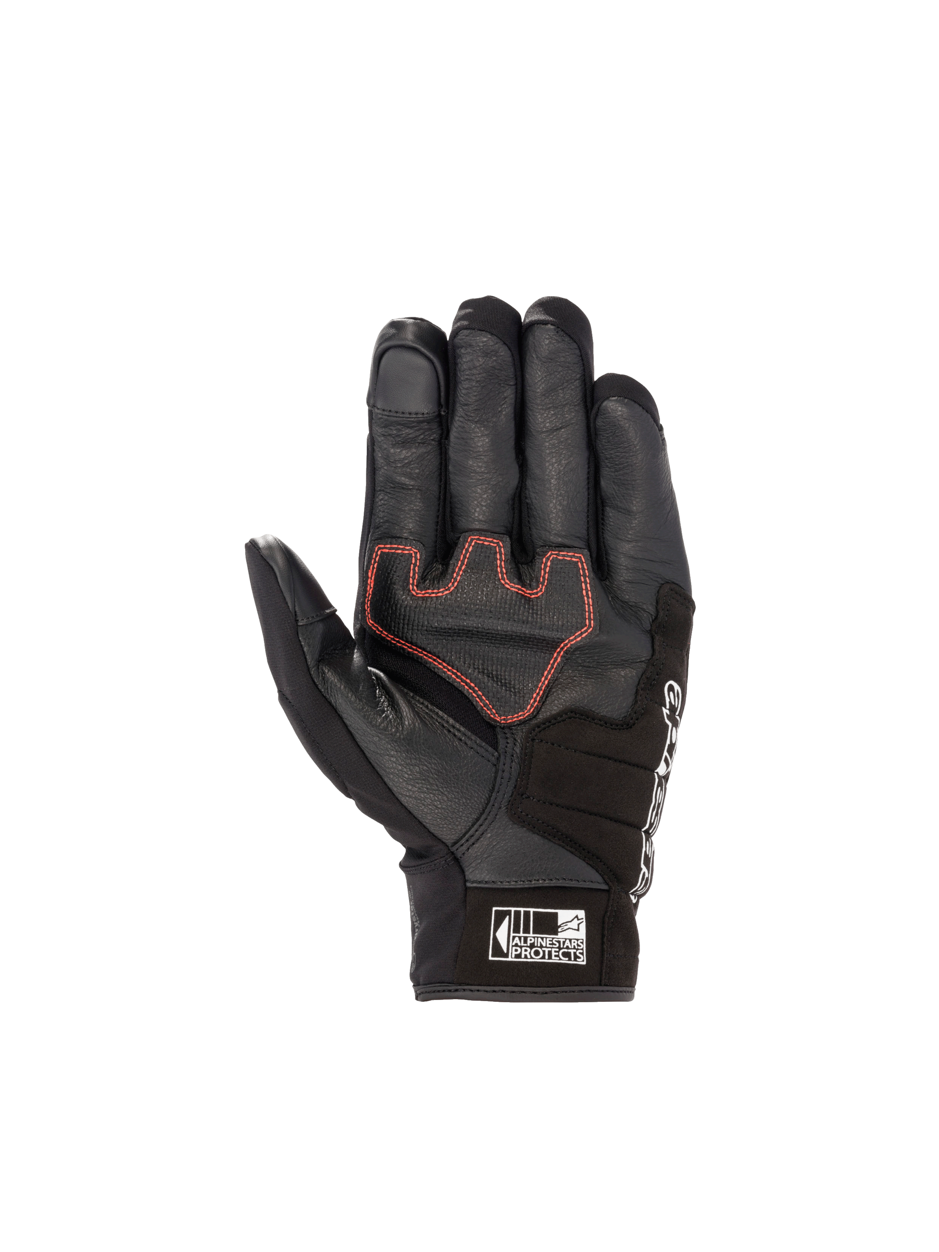 Gants Honda SMX Z Drystar® d'Alpinestars, gants de moto imperméables noirs et rouge vif en cuir avec paume renforcée