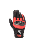 Gants Honda SMX Z Drystar® d'Alpinestars, gants de moto road pour homme, noirs et rouges, membrane Drystar® imperméable, coque rigide en nylon, cuir de chèvre souple