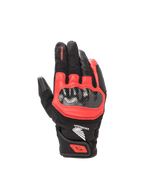 Gants Honda SMX Z Drystar® d'Alpinestars, gants de moto road pour homme, noirs et rouges, membrane Drystar® imperméable, coque rigide en nylon, cuir de chèvre souple