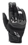 Alpinestars SMX Z Drystar® Gloves, Short Cuff Motorcycle Gloves, Black, featuring hard knuckle protection with carbon-fiber look, leather and fabric construction, white Alpinestars logo, and waterproof Drystar® technology