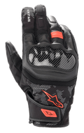 Gants Alpinestars SMX Z Drystar®, gants de moto, noir et rouge fluo, protection rigide des articulations style fibre de carbone, construction en cuir et textile, conception imperméable à manchette courte