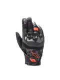 Alpinestars SMX Z Drystar®, gants de moto imperméables, noirs et rouge fluo, avec protection rigide des articulations, cuir de chèvre et textile