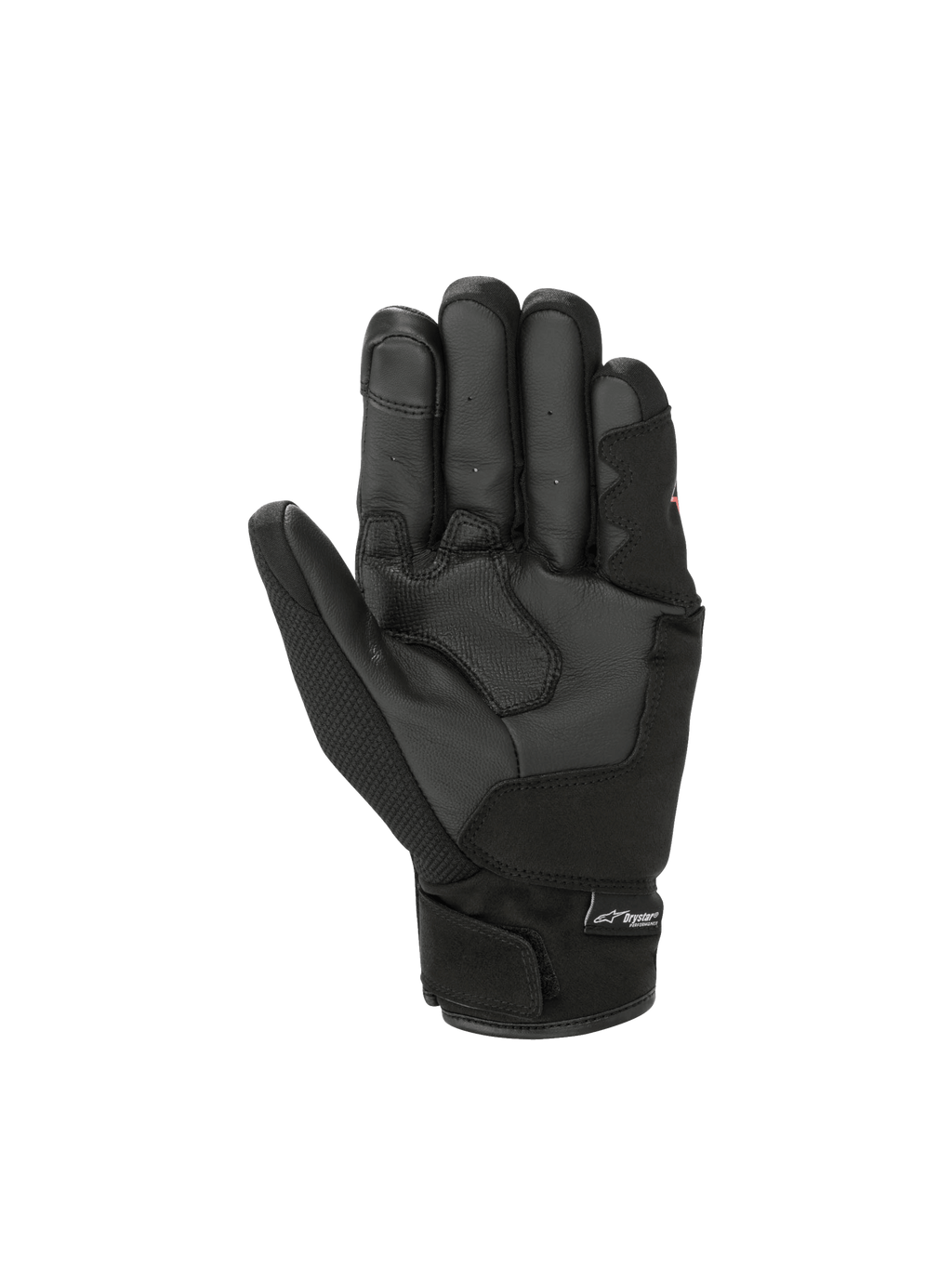 Alpinestars S-Max Drystar®, gants de moto noirs pour homme, imperméables, paume en cuir, manchette courte, vue de la paume