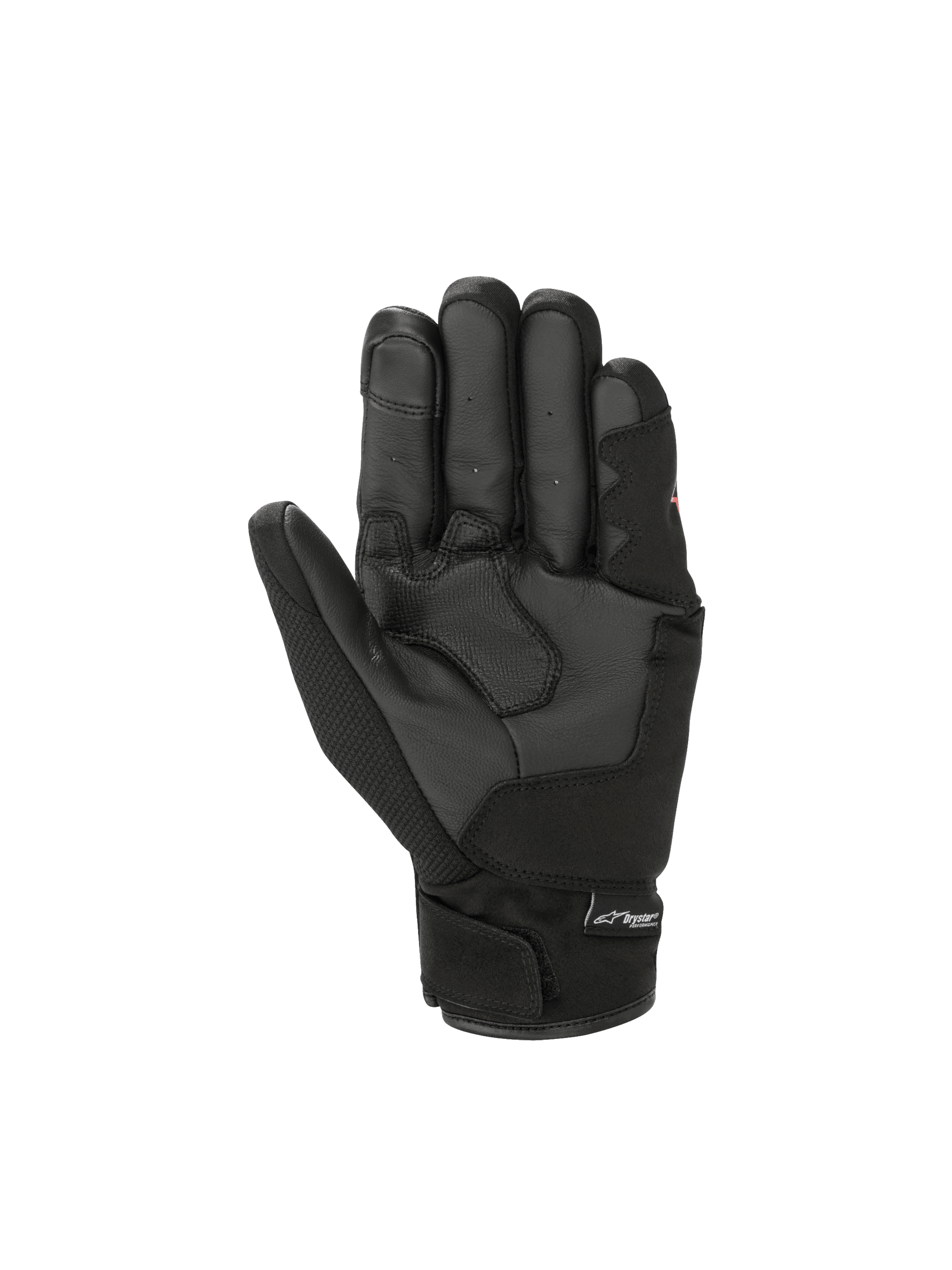 Alpinestars S-Max Drystar®, gants de moto noirs pour homme, imperméables, paume en cuir, manchette courte, vue de la paume