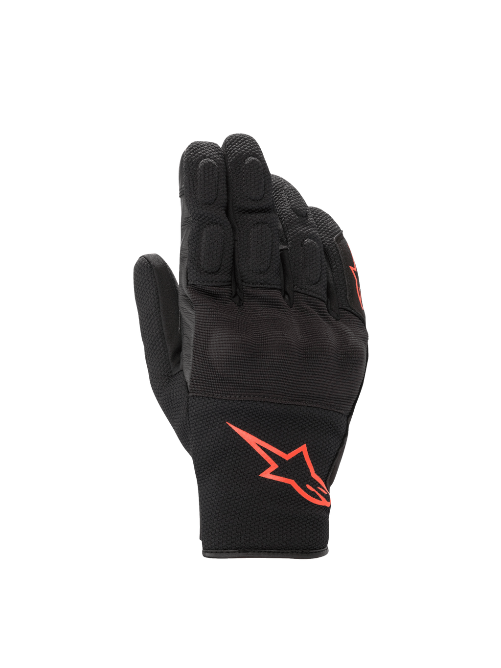 Alpinestars gants S-Max Drystar, gants de moto homme noirs et rouges fluorescents, imperméables, protection des articulations.