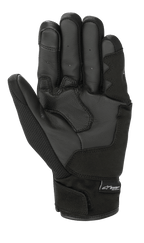 Alpinestars S-Max Drystar® Gloves, Motorcycle Gloves, Black Anthracite, palm view showing reinforced leather construction, perforated finger details, and Drystar® branding on the wrist closure