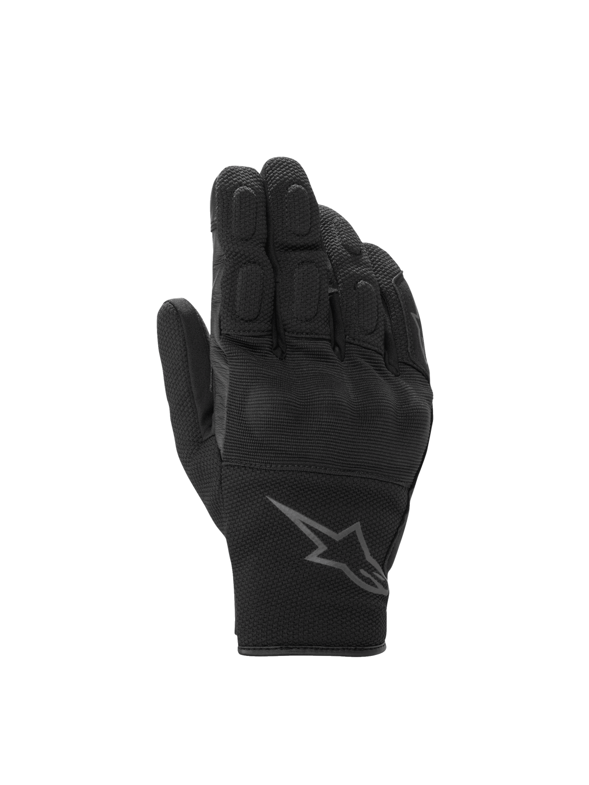 Gants Alpinestars S-Max Drystar, gants de moto sport courts imperméables, gris et noir anthracite, protection des articulations.