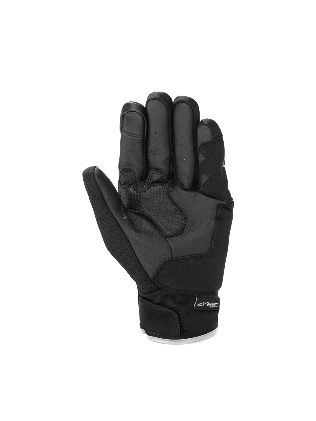 Gants Alpinestars S-Max Drystar®, gants de moto sport noirs pour homme, imperméables avec paume en cuir et manchette courte.