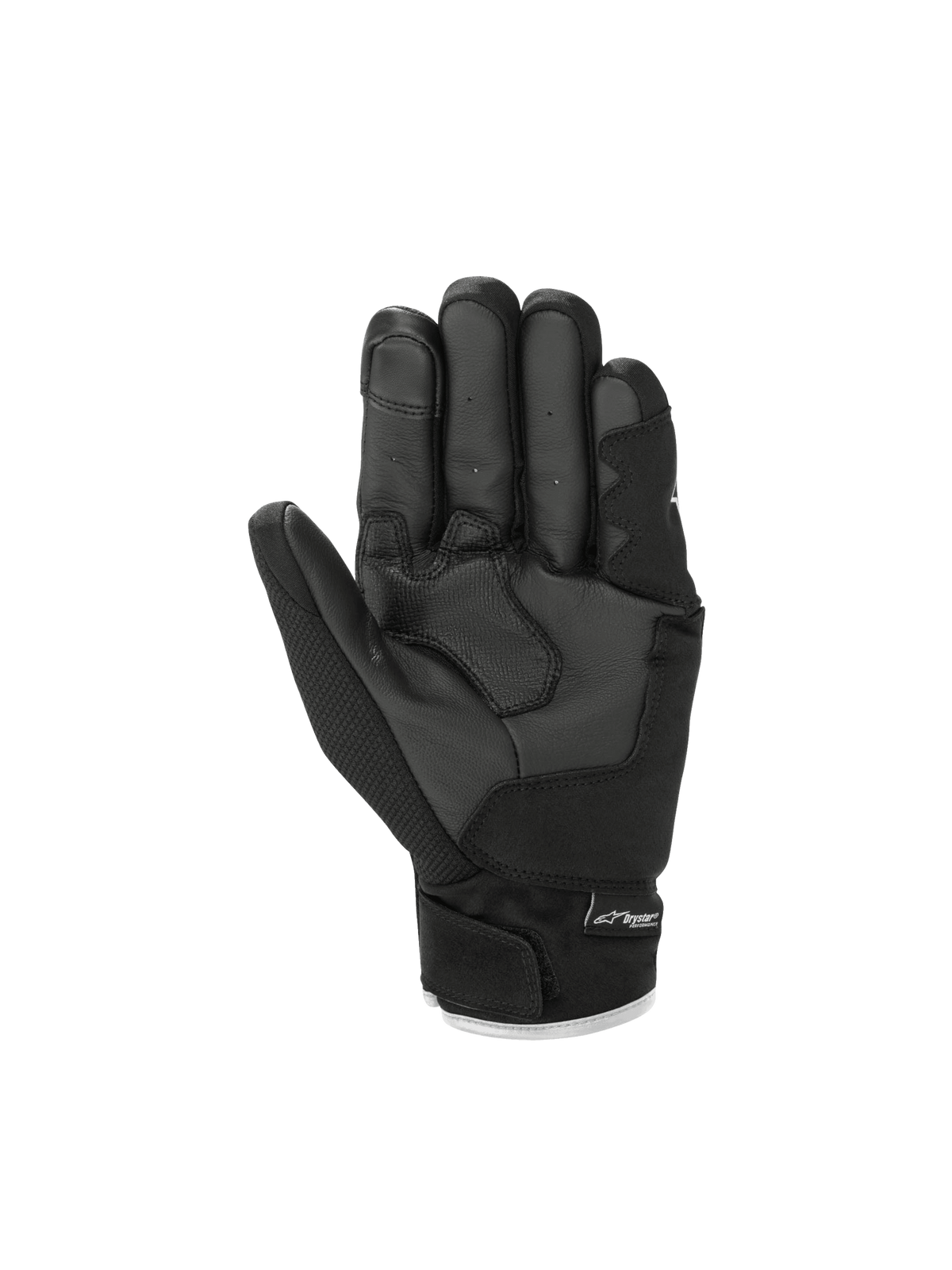 Gants Alpinestars S-Max Drystar®, gants de moto sport noirs pour homme, imperméables avec paume en cuir et manchette courte.