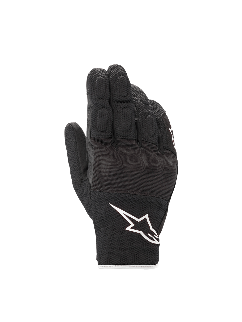 Alpinestars S-Max Drystar, gants de moto pour homme, noirs et blancs, imperméables avec protection d'articulations rigide, mélange cuir et mesh.
