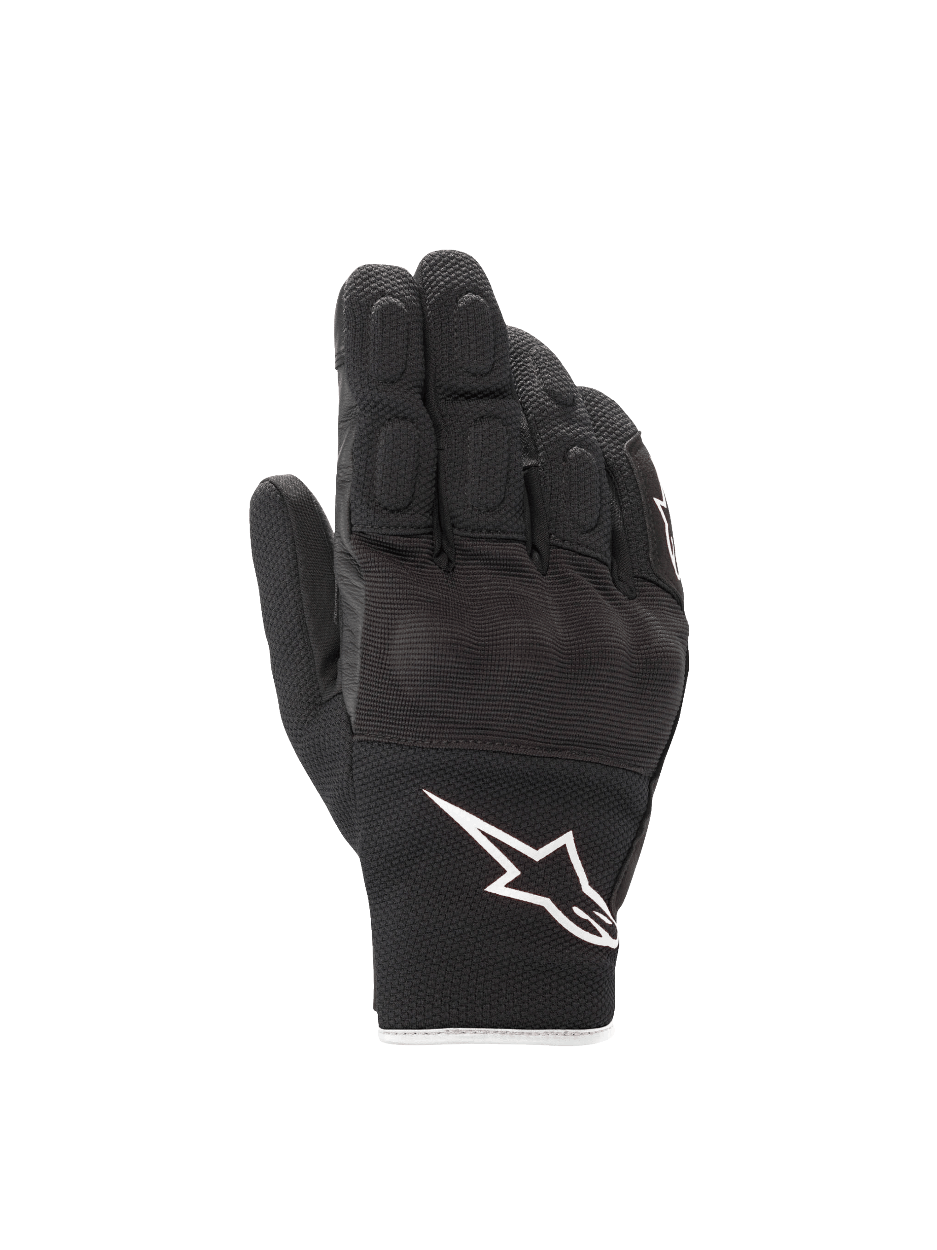 Alpinestars S-Max Drystar, gants de moto pour homme, noirs et blancs, imperméables avec protection d'articulations rigide, mélange cuir et mesh.