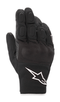 Gants Alpinestars S-Max Drystar®, gants de moto à manchette courte, noirs avec logo Astar blanc, construction en cuir et mesh extensible, détails rembourrés sur les doigts et protection des articulations, équipement de route sport imperméable