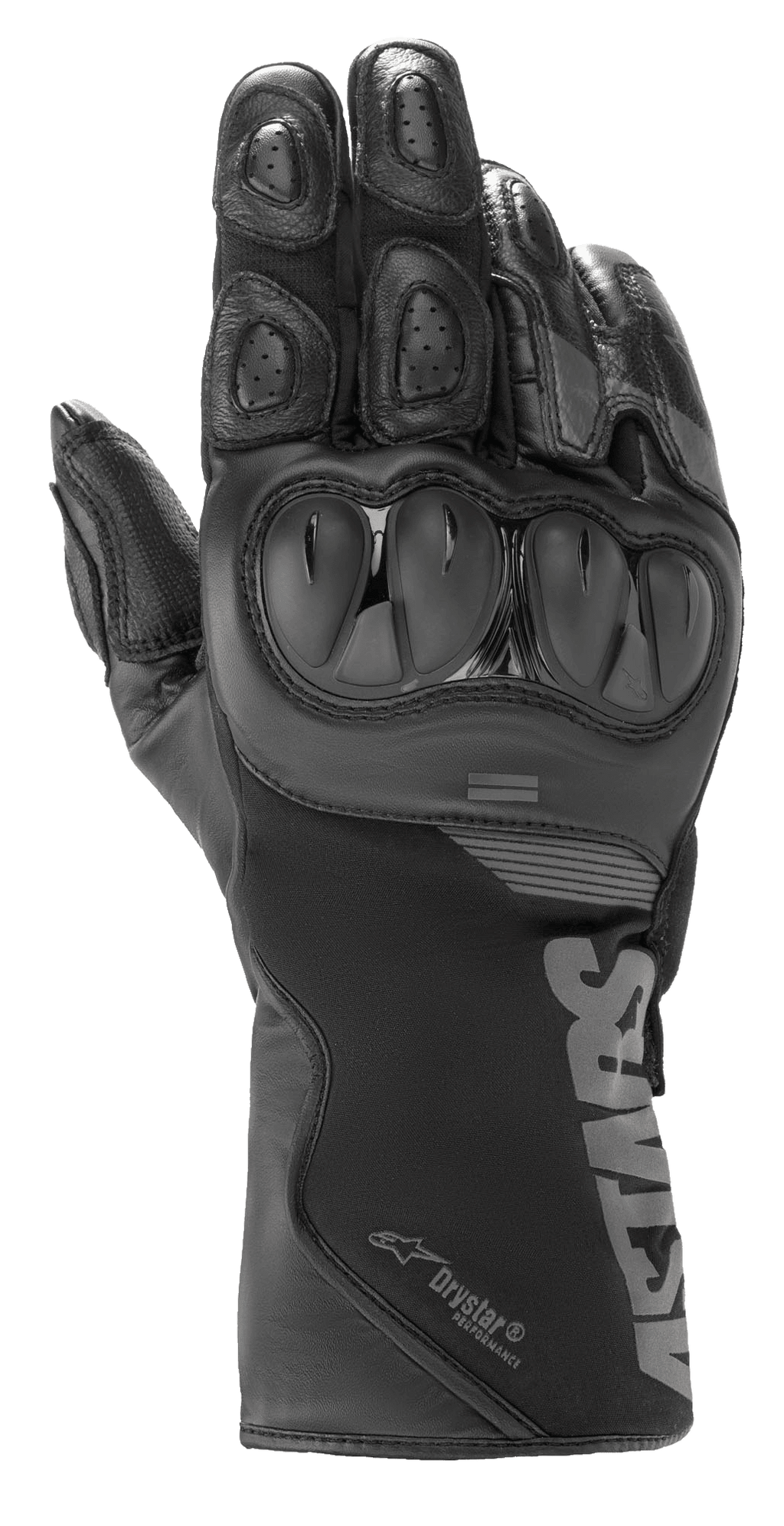 Gants Alpinestars SP-365 Drystar®, gants de moto, Noir Anthracite, construction en cuir imperméable et softshell, avec protection rigide des articulations SP, coussinets de doigts ventilés et manchette longue avec marquage Astars
