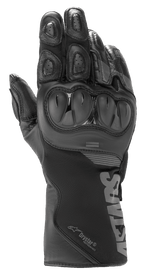 Gants Alpinestars SP-365 Drystar®, gants de moto, Noir Anthracite, construction en cuir imperméable et softshell, avec protection rigide des articulations SP, coussinets de doigts ventilés et manchette longue avec marquage Astars