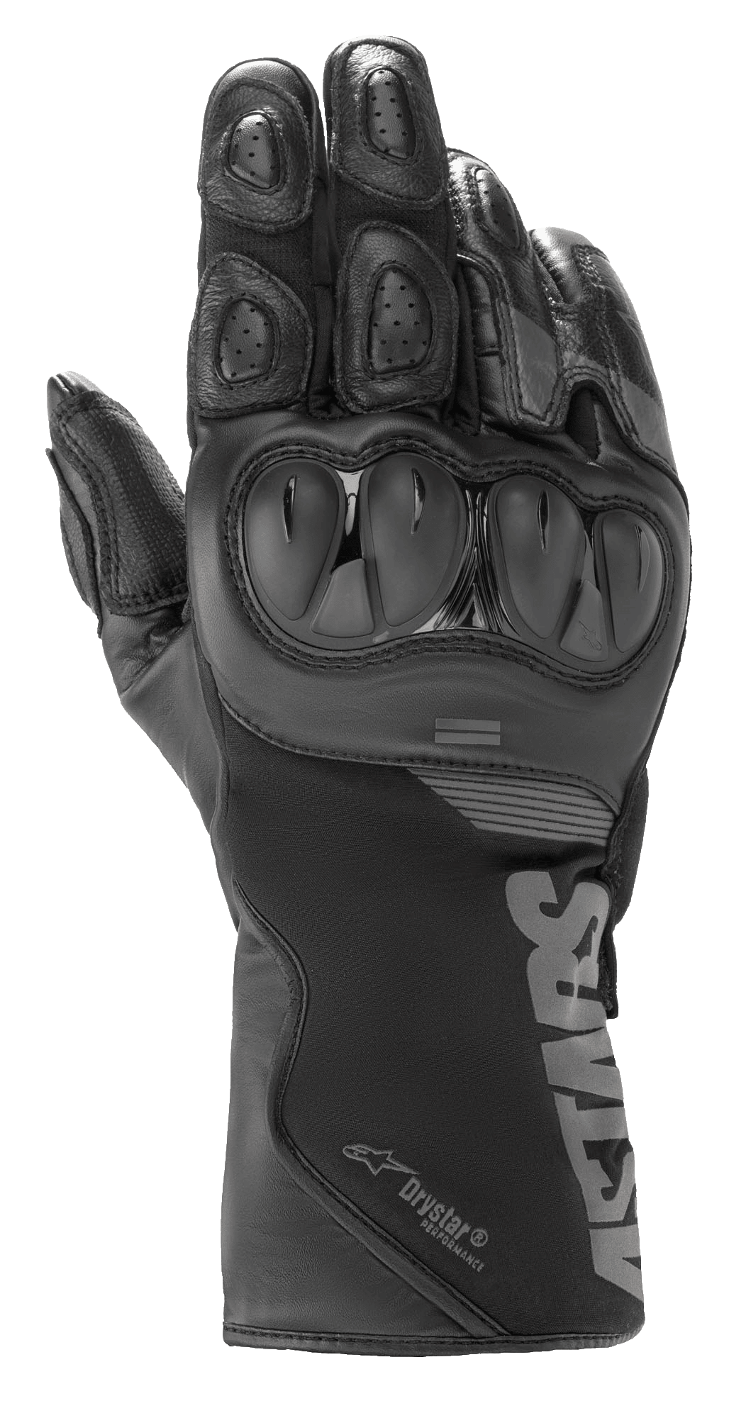 Gants Alpinestars SP-365 Drystar®, gants de moto, Noir Anthracite, construction en cuir imperméable et softshell, avec protection rigide des articulations SP, coussinets de doigts ventilés et manchette longue avec marquage Astars