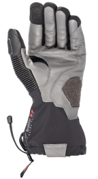 Gants d'hiver Alpinestars Amt-10 Drystar® XF, gants de moto touring, noir et gris foncé, vue de la paume en cuir de chèvre texturé, manchette longue imperméable avec logo Drystar XF, panneau de pouce en cuir accordéon et paume renforcée pour l'aventure et la conduite sur route.